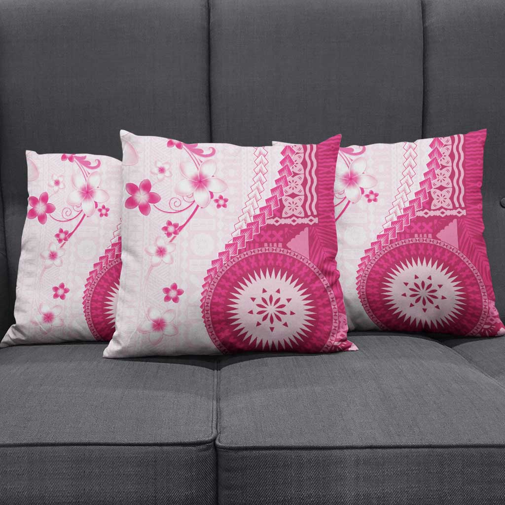 Bula Fiji Pillow Cover Pink Plumeria Masi Tapa Pattern LT05 - Polynesian Pride