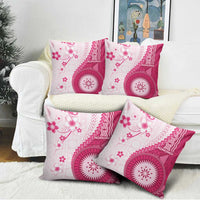 Bula Fiji Pillow Cover Pink Plumeria Masi Tapa Pattern LT05 - Polynesian Pride