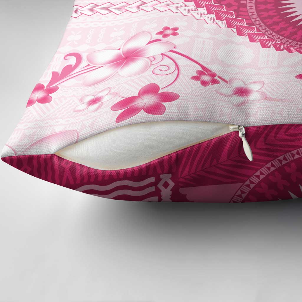 Bula Fiji Pillow Cover Pink Plumeria Masi Tapa Pattern LT05 - Polynesian Pride