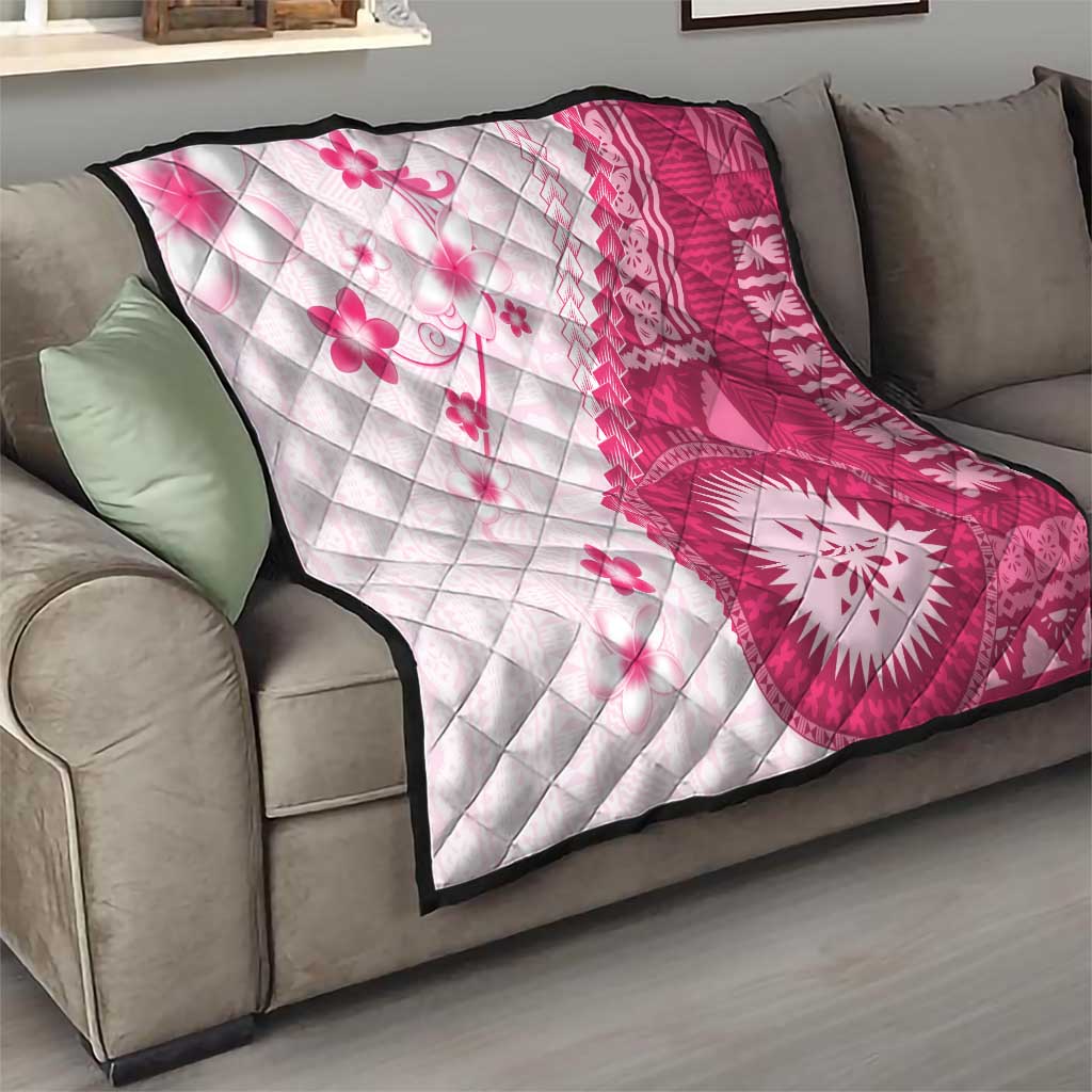 Bula Fiji Quilt Pink Plumeria Masi Tapa Pattern LT05 - Polynesian Pride