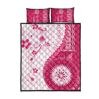 Bula Fiji Quilt Bed Set Pink Plumeria Masi Tapa Pattern LT05 - Polynesian Pride