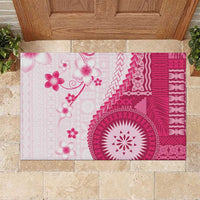 Bula Fiji Rubber Doormat Pink Plumeria Masi Tapa Pattern - Polynesian Pride
