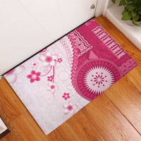 Bula Fiji Rubber Doormat Pink Plumeria Masi Tapa Pattern - Polynesian Pride