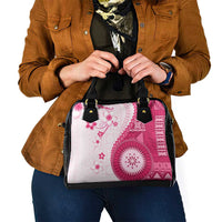 Bula Fiji Shoulder Handbag Pink Plumeria Masi Tapa Pattern LT05 - Polynesian Pride