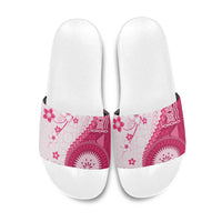 Bula Fiji Slide Sandals Pink Plumeria Masi Tapa Pattern LT05 Pink - Polynesian Pride