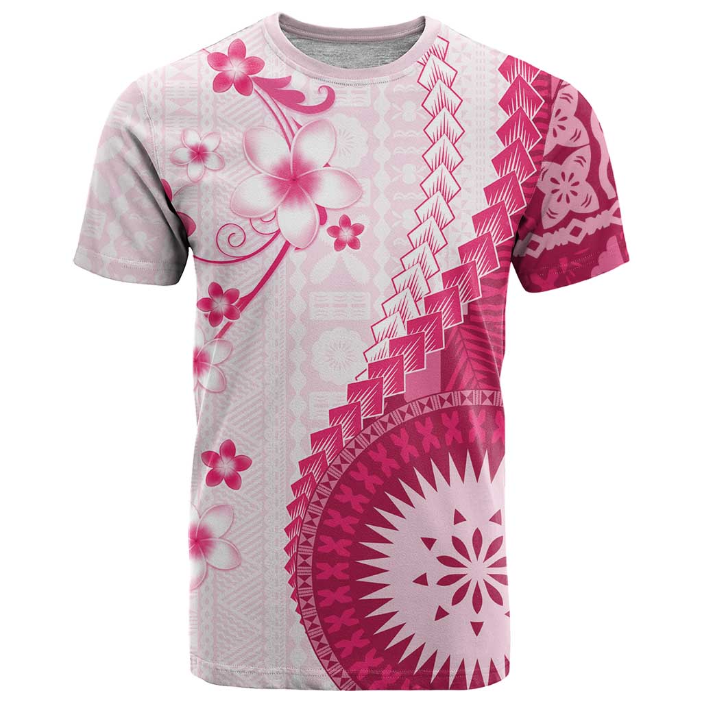 Bula Fiji T Shirt Pink Plumeria Masi Tapa Pattern LT05 Pink - Polynesian Pride