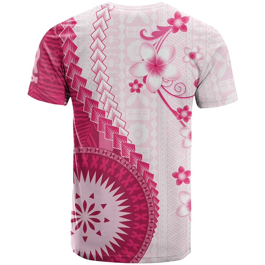 Bula Fiji T Shirt Pink Plumeria Masi Tapa Pattern LT05 - Polynesian Pride