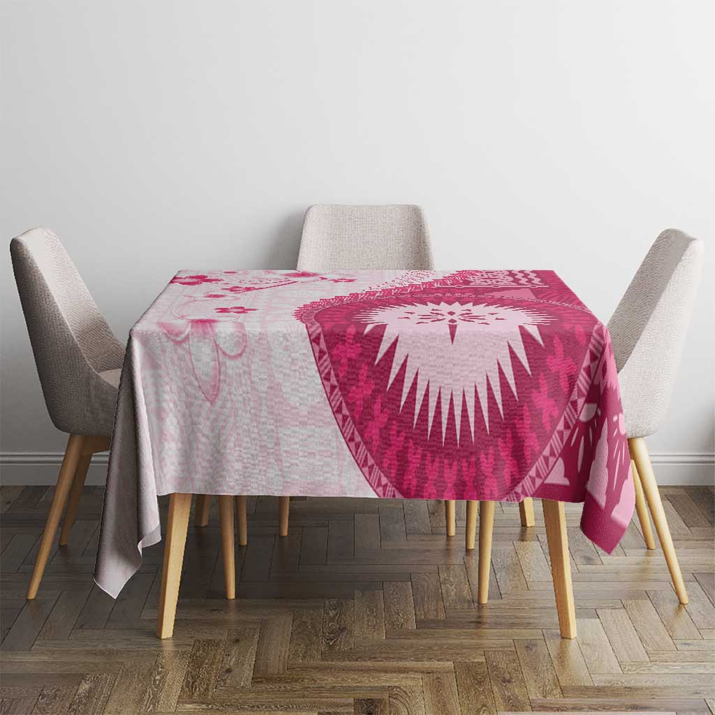 Bula Fiji Tablecloth Pink Plumeria Masi Tapa Pattern - Polynesian Pride