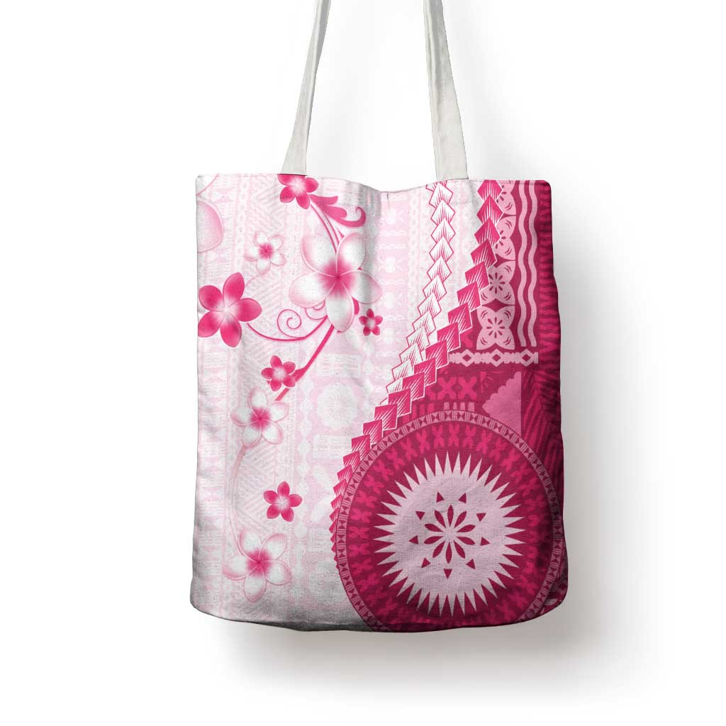 Bula Fiji Tote Bag Pink Plumeria Masi Tapa Pattern LT05 - Polynesian Pride