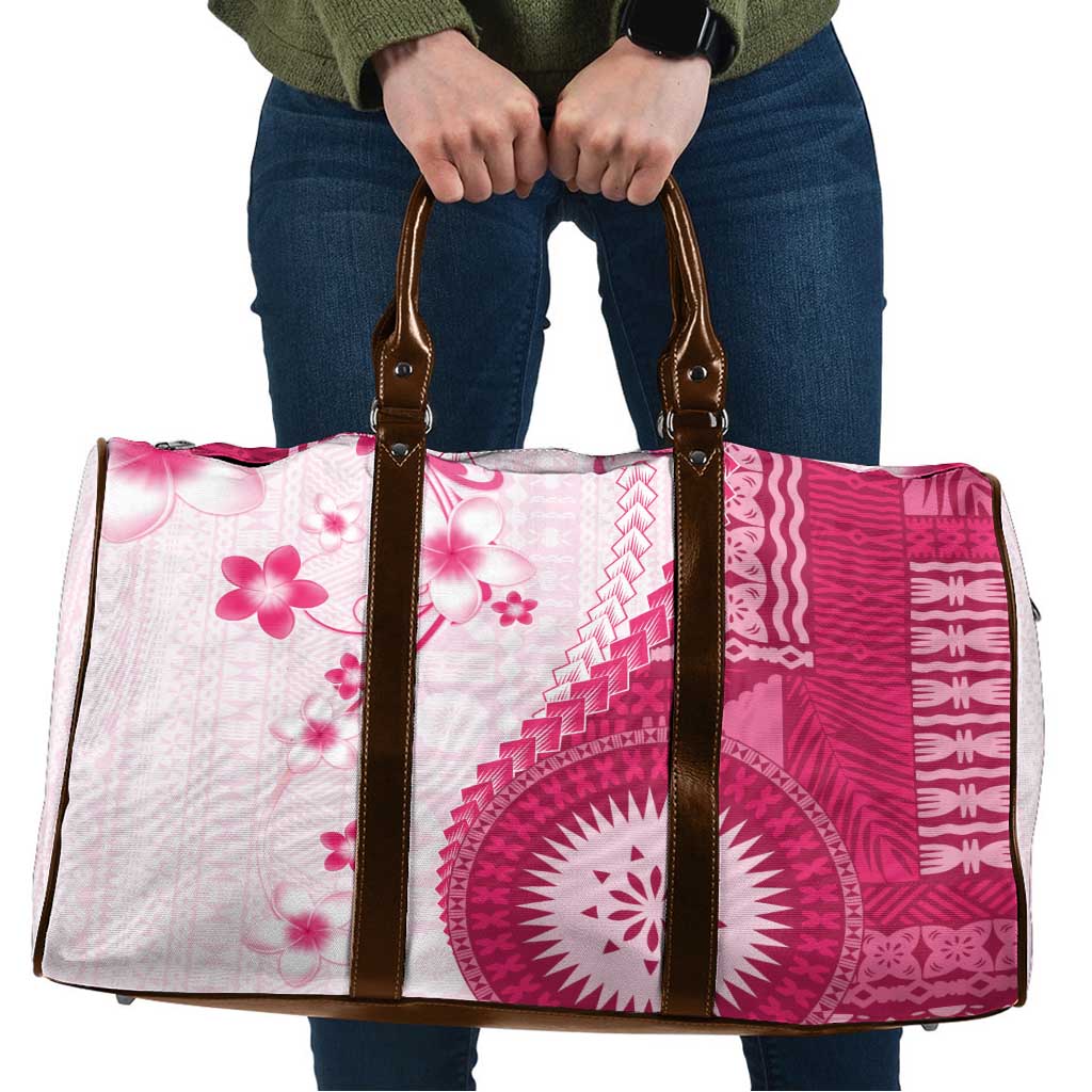 Bula Fiji Travel Bag Pink Plumeria Masi Tapa Pattern LT05 Pink - Polynesian Pride