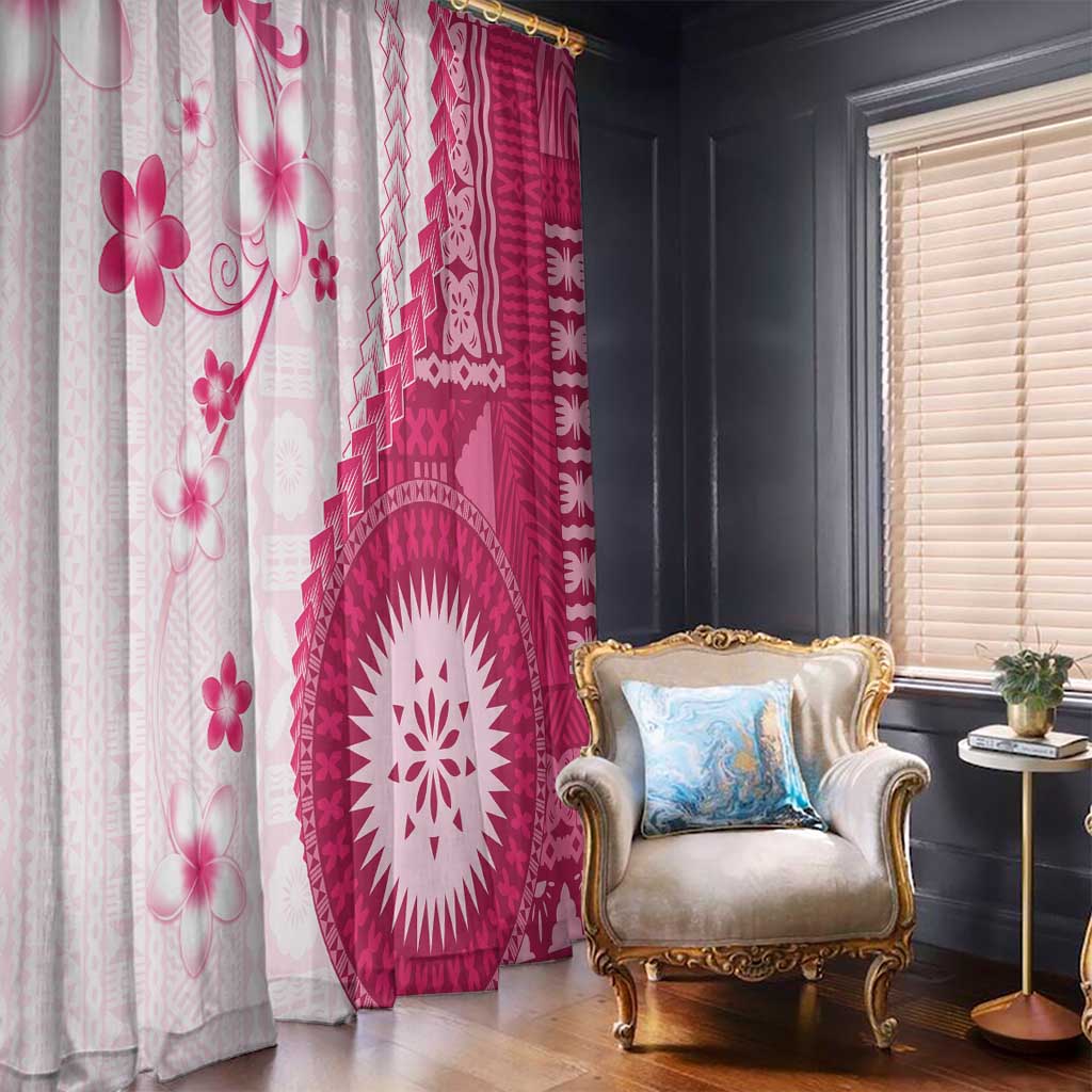 Bula Fiji Window Curtain Pink Plumeria Masi Tapa Pattern LT05 - Polynesian Pride