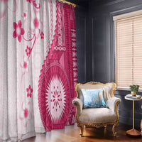 Bula Fiji Window Curtain Pink Plumeria Masi Tapa Pattern LT05 - Polynesian Pride