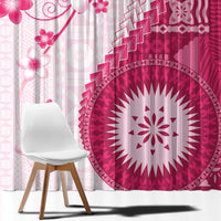 Bula Fiji Window Curtain Pink Plumeria Masi Tapa Pattern LT05 - Polynesian Pride