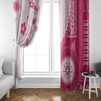 Bula Fiji Window Curtain Pink Plumeria Masi Tapa Pattern LT05 - Polynesian Pride