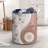 Bula Fiji Laundry Basket Brown Plumeria Masi Tapa Pattern - Polynesian Pride
