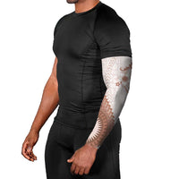 Bula Fiji Arm Sleeves Brown Plumeria Masi Tapa Pattern - Polynesian Pride