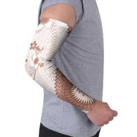 Bula Fiji Arm Sleeves Brown Plumeria Masi Tapa Pattern - Polynesian Pride