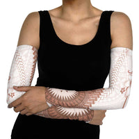 Bula Fiji Arm Sleeves Brown Plumeria Masi Tapa Pattern - Polynesian Pride