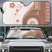 Bula Fiji Auto Sun Shade Brown Plumeria Masi Tapa Pattern LT05 Brown - Polynesian Pride