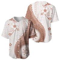 Bula Fiji Baseball Jersey Brown Plumeria Masi Tapa Pattern - Polynesian Pride