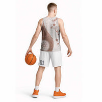 Bula Fiji Basketball Jersey Brown Plumeria Masi Tapa Pattern - Polynesian Pride