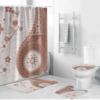 Bula Fiji Bathroom Set Brown Plumeria Masi Tapa Pattern - Polynesian Pride