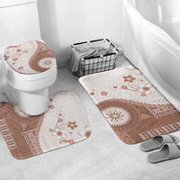 Bula Fiji Bathroom Set Brown Plumeria Masi Tapa Pattern - Polynesian Pride