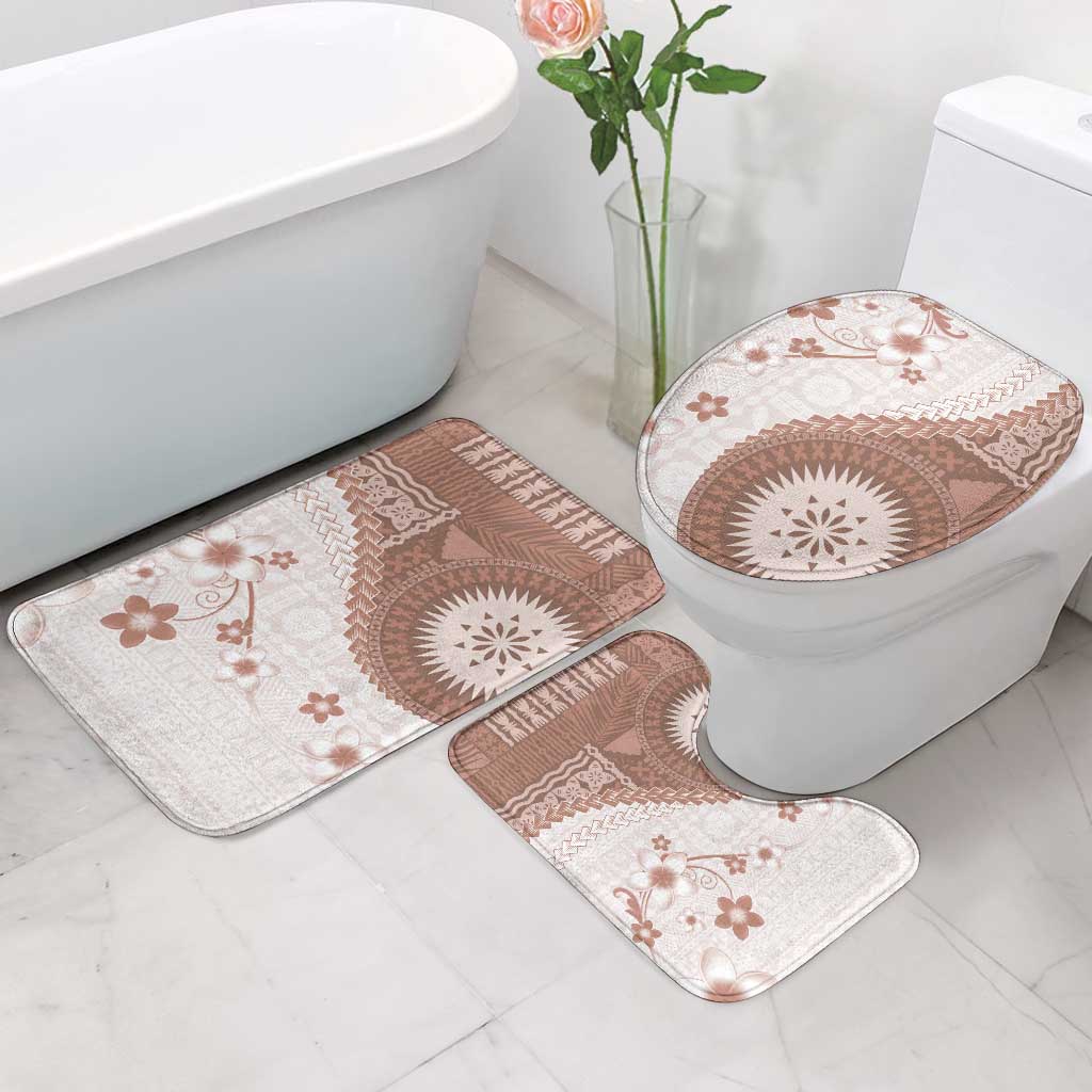 Bula Fiji Bathroom Set Brown Plumeria Masi Tapa Pattern - Polynesian Pride