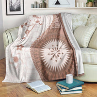 Bula Fiji Blanket Brown Plumeria Masi Tapa Pattern LT05 Brown - Polynesian Pride