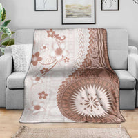 Bula Fiji Blanket Brown Plumeria Masi Tapa Pattern LT05 - Polynesian Pride