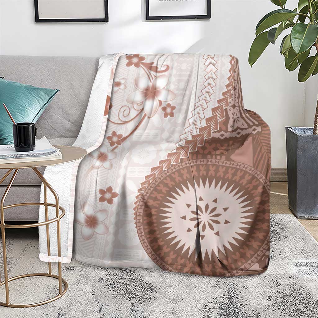 Bula Fiji Blanket Brown Plumeria Masi Tapa Pattern LT05 - Polynesian Pride