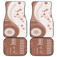 Bula Fiji Car Mats Brown Plumeria Masi Tapa Pattern - Polynesian Pride