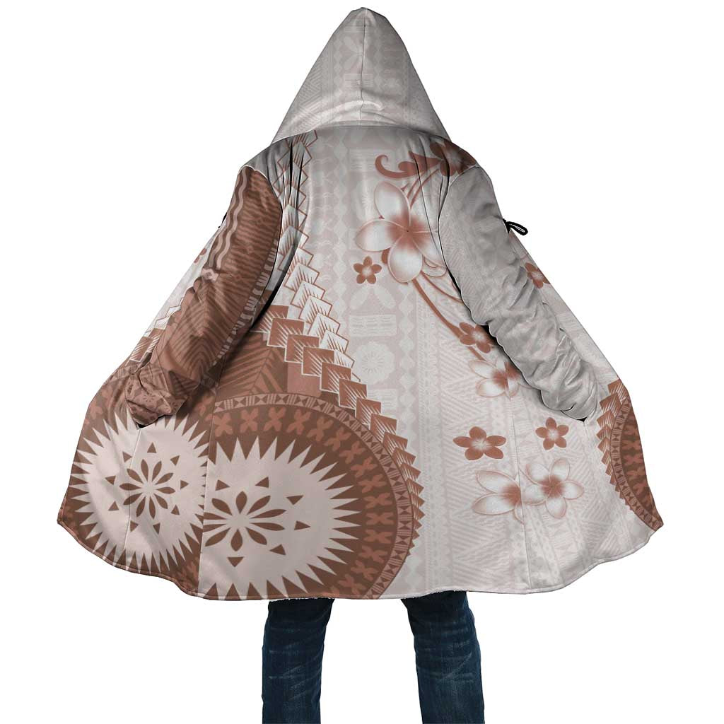 Bula Fiji Cloak Brown Plumeria Masi Tapa Pattern - Polynesian Pride
