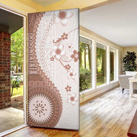 Bula Fiji Door Cover Brown Plumeria Masi Tapa Pattern - Polynesian Pride