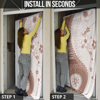 Bula Fiji Door Cover Brown Plumeria Masi Tapa Pattern - Polynesian Pride