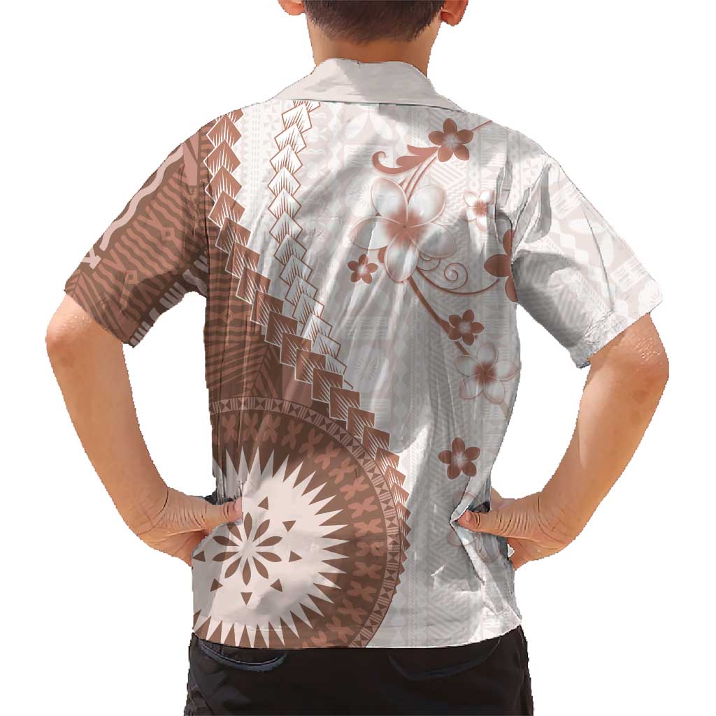 Bula Fiji Family Matching Puletasi and Hawaiian Shirt Brown Plumeria Masi Tapa Pattern LT05 - Polynesian Pride