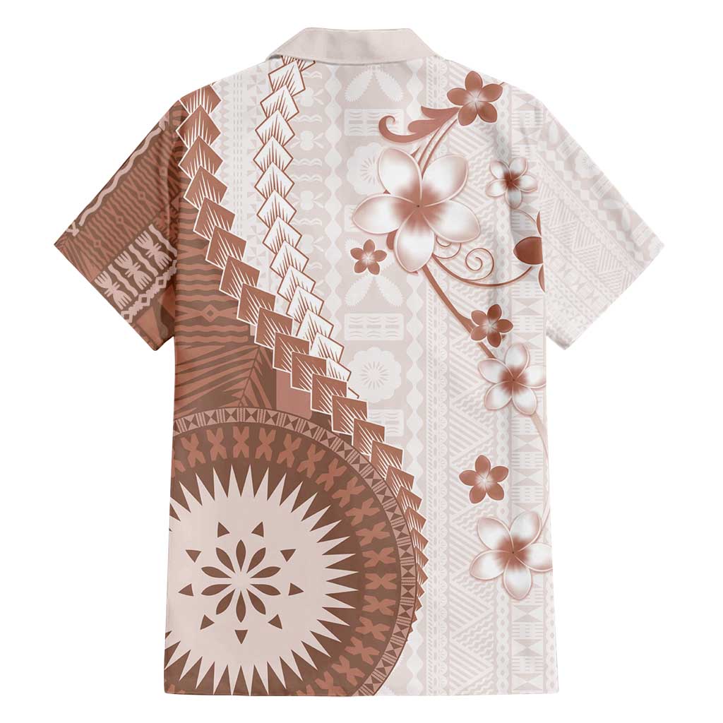 Bula Fiji Family Matching Summer Maxi Dress and Hawaiian Shirt Brown Plumeria Masi Tapa Pattern - Polynesian Pride