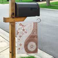 Bula Fiji Garden Flag Brown Plumeria Masi Tapa Pattern LT05 - Polynesian Pride