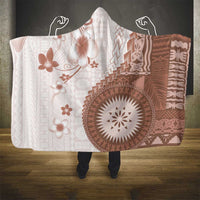 Bula Fiji Hooded Blanket Brown Plumeria Masi Tapa Pattern - Polynesian Pride