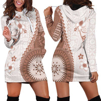 Bula Fiji Hoodie Dress Brown Plumeria Masi Tapa Pattern LT05 - Polynesian Pride