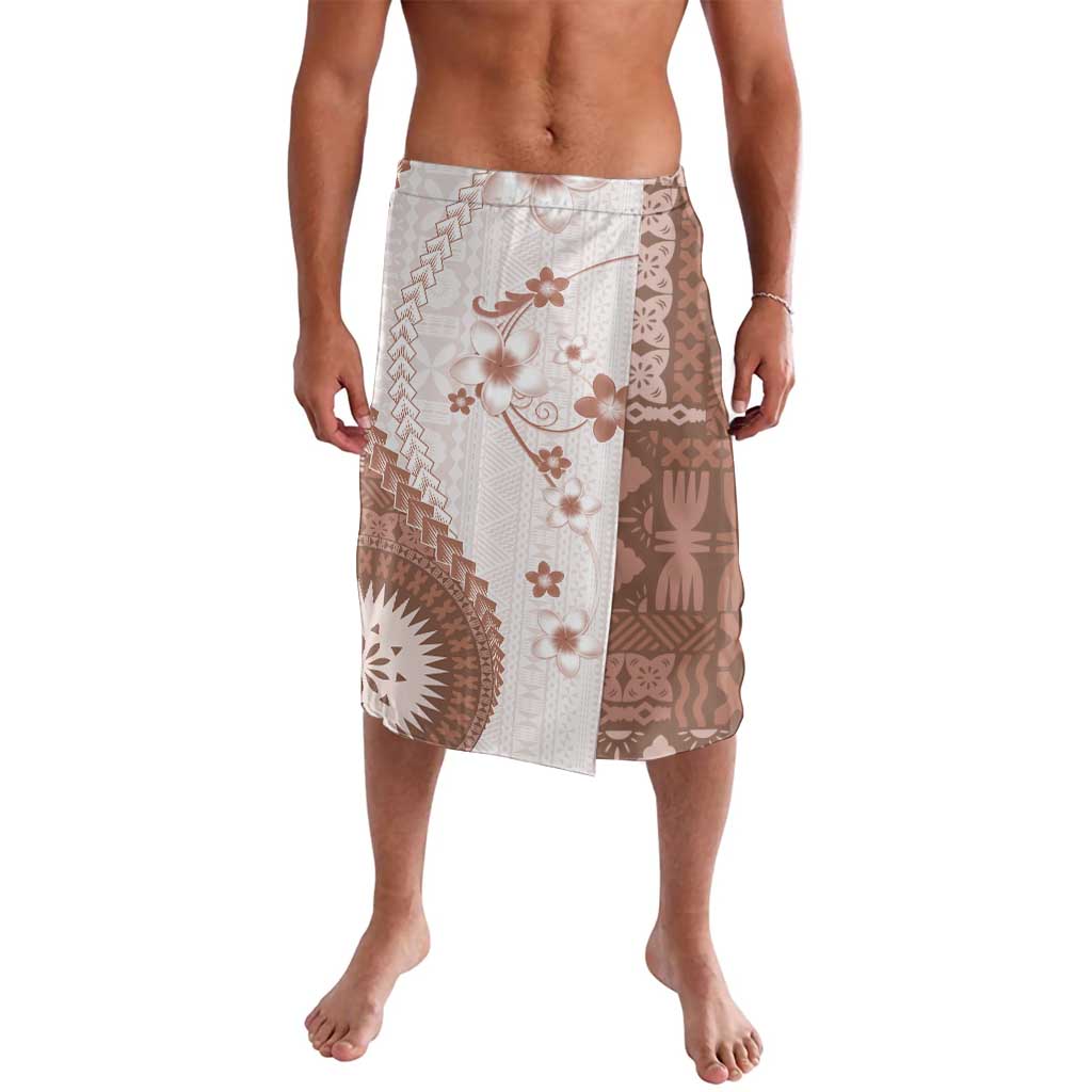 Bula Fiji Lavalava Brown Plumeria Masi Tapa Pattern - Polynesian Pride