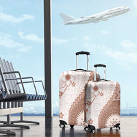 Bula Fiji Luggage Cover Brown Plumeria Masi Tapa Pattern LT05 - Polynesian Pride