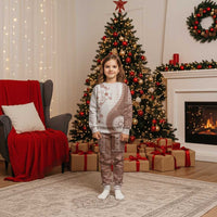 Bula Fiji Christmas Pajama Set Brown Plumeria Masi Tapa Pattern LT05 Kid Brown - Polynesian Pride