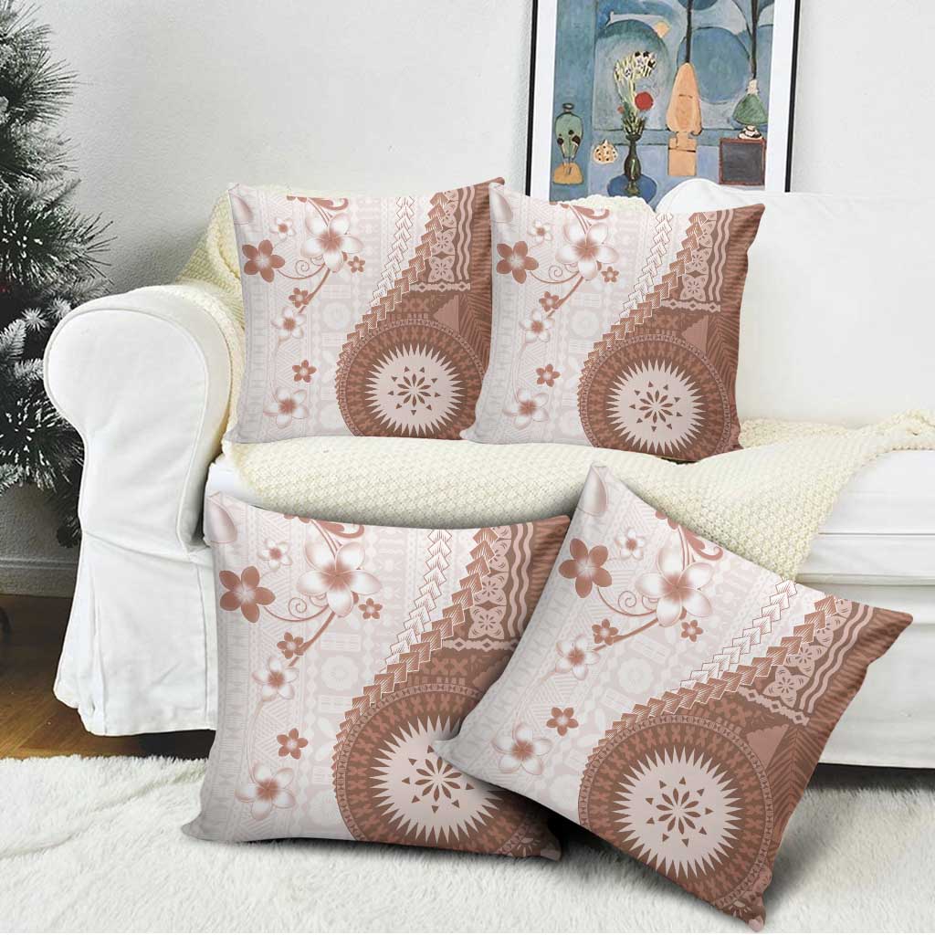 Bula Fiji Pillow Cover Brown Plumeria Masi Tapa Pattern LT05 - Polynesian Pride