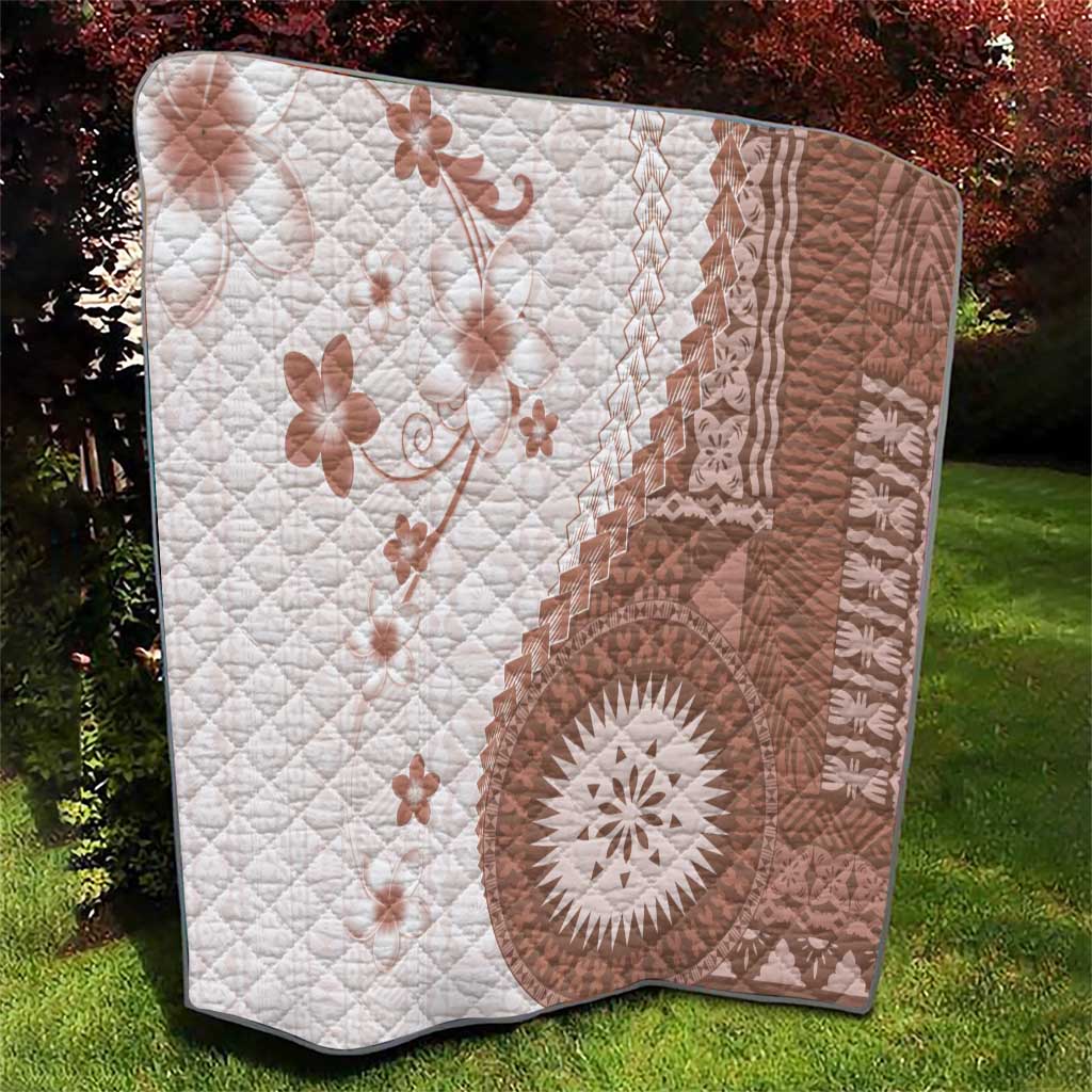 Bula Fiji Quilt Brown Plumeria Masi Tapa Pattern LT05 - Polynesian Pride