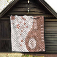 Bula Fiji Quilt Brown Plumeria Masi Tapa Pattern LT05 - Polynesian Pride