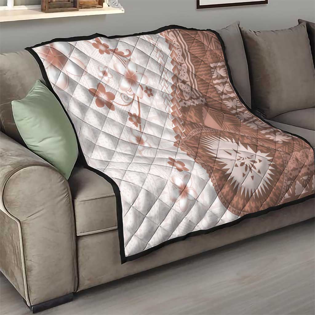 Bula Fiji Quilt Brown Plumeria Masi Tapa Pattern LT05 - Polynesian Pride