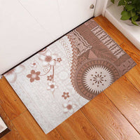 Bula Fiji Rubber Doormat Brown Plumeria Masi Tapa Pattern - Polynesian Pride