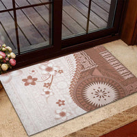 Bula Fiji Rubber Doormat Brown Plumeria Masi Tapa Pattern - Polynesian Pride