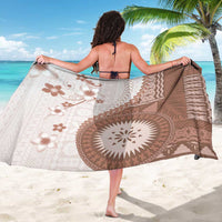 Bula Fiji Sarong Brown Plumeria Masi Tapa Pattern LT05 - Polynesian Pride